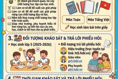 THÔNG BÁO VỀ KHẢO SÁT ĐÁNH GIÁ DIỆN RỘNG HỌC SINH LỚP 5  NĂM HỌC 2025 – 2026
